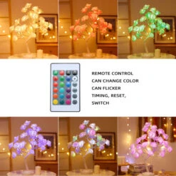 Arbre Lumineux　Rose Fleur Arbre Chevet Lumières Noël Bonsaï Lampe USB Alimenté Par Pile Halloween Table Bureau Léger Saint Valentin Cadeau Chambre Décoration 16 Couleurs -OSRAM || EUROPALAMP Soldes Boutique 96337784 4
