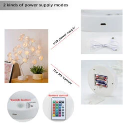 Arbre Lumineux　Rose Fleur Arbre Chevet Lumières Noël Bonsaï Lampe USB Alimenté Par Pile Halloween Table Bureau Léger Saint Valentin Cadeau Chambre Décoration 16 Couleurs -OSRAM || EUROPALAMP Soldes Boutique 96337784 5