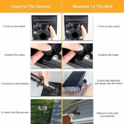 Balise Solaire　20 LED Lampe Solaire 3000K-6000K Lumiere Solaire Exterieur Lampe Solaire Jardin Avec IP65 étanche Sans Fil Spot Solaire Projecteur Solaire Applique Murale Éclairage De Sentiers（1pack） -OSRAM || EUROPALAMP Soldes Boutique 96339006 5