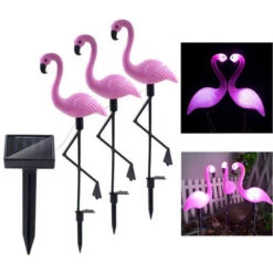 Solaire Lampe D'extérieur à LED Pelouse Lumière Flamants Roses De Jardin D'éclairage étanche Sol Spot Flamingo White Light, Ne Nécessite Aucune Alimentation Externe, Décor De Terrasse, Balcon