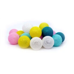 Chane Lumineuse Boule De Coton LED, Chane Boule De Coton LED 3M 20 LED Boule Lumineuse Pour Intérieur, Fille Adolescente Chambre De Bébé Décoration Terrasse Fête De Mariage Etc.