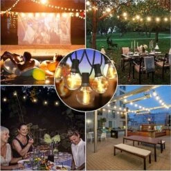 Guirlande Lumineuse LED D'extérieur, Guirlande Lumineuse De Jardin Avec 2 Ampoules De Rechange, Guirlande Lumineuse Intérieure/extérieure Pour Jardin, Terrasse, Mariages, Fêtes, Blanc Chaud -OSRAM || EUROPALAMP Soldes Boutique 97732641 5
