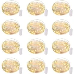 Lot De 12 Guirlandes Lumineuses LED à Piles étanches 7 Pieds 20 LED Firefly Starry Moon Lights Pour Bricolage Fête De Mariage Chambre Patio Nol