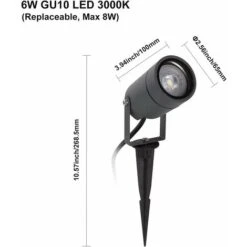 LECHUANG Spot Extérieur LED Avec Piquet, Spot Jardin GU10 IP65 Avec Boîte De Dérivation Etanche IP68 Blanc Chaud 3000k Lampe Pour Jardin Chemin Arbustes Plantes Pelouse, Aluminium, Gris Foncé [Classe -OSRAM || EUROPALAMP Soldes Boutique 98403140 3