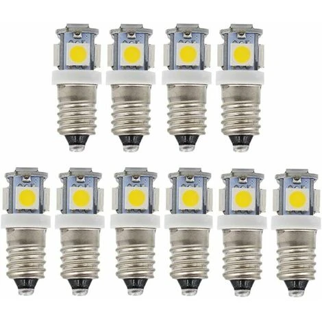 Lot De 10 Ampoules LED E10 9 V Blanc Froid 5SMD 5 W (blanc Froid, 9 V) STOL 3 Lot De 10 Ampoules LED E10 9 V Blanc Froid 5SMD 5 W (blanc Froid, 9 V) STOL