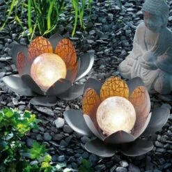 Lot De 2 Fleurs De Lotus Solaire Lampe Solaire De Jardin Blanc Chaud -OSRAM || EUROPALAMP Soldes Boutique 99452119 4