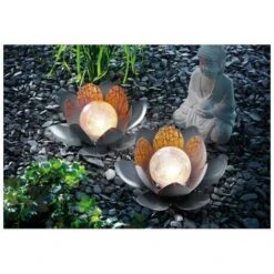 Lot De 2 Fleurs De Lotus Solaire Lampe Solaire De Jardin Blanc Chaud -OSRAM || EUROPALAMP Soldes Boutique 99452119 5
