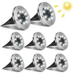 Le Paquet De 8 Lumières Solaires Extérieures Actionnées Solaires De 8 LED Imperméabilisent IP65 Pour Le Patio Souterrain De Yard