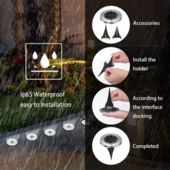 Le Paquet De 8 Lumières Solaires Extérieures Actionnées Solaires De 8 LED Imperméabilisent IP65 Pour Le Patio Souterrain De Yard -OSRAM || EUROPALAMP Soldes Boutique 99454444 4