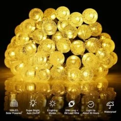 Guirlande Lumineuse Solaire Extérieur, 22M 200 LED Blanc Chaud Guirlande Solaire 8 Modes Étanche LED Cristal Boules Décoration Lumière Intérieur Pour Jardin Cour Balcon Fête Mariage Festival，Blanc Cha -OSRAM || EUROPALAMP Soldes Boutique 99456159 4