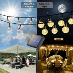 Guirlande Lumineuse Solaire Extérieur, 22M 200 LED Blanc Chaud Guirlande Solaire 8 Modes Étanche LED Cristal Boules Décoration Lumière Intérieur Pour Jardin Cour Balcon Fête Mariage Festival，Blanc Cha -OSRAM || EUROPALAMP Soldes Boutique 99456159 5