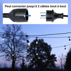 Guirlande Lumineuse 15M Extérieur 15 Bulbes Jaune15 M Guirlande Guinguette IP44 étanche Pour Noel Taverne Jardin Fête Classe énergétique A+ ,2 Ampoules Offertes - Noir -OSRAM || EUROPALAMP Soldes Boutique 9954527 4